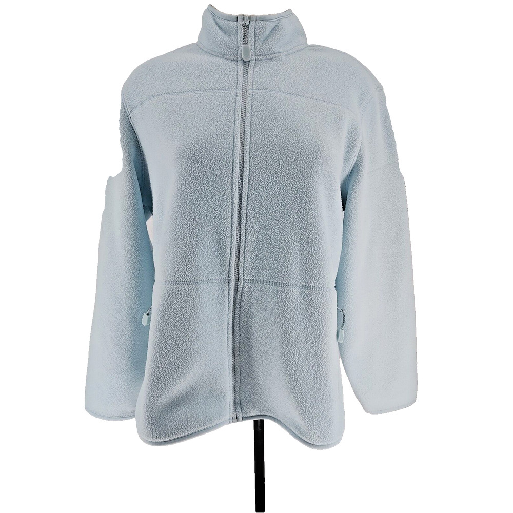 Prospirit Woman's Blue Full Zip Fleece Jacket Size XL 2 zipper Pockets Soft Warm